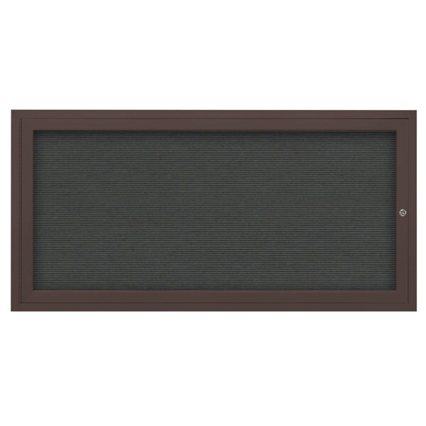 72"x36" 3-Door Enclosed Outdoor Letterboard, Hdr, Grey Felt/Bronze